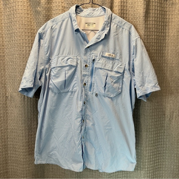 Gander Mountain Guide Series Men's Light Blue Checkered Shirt - Picture 1 of 7